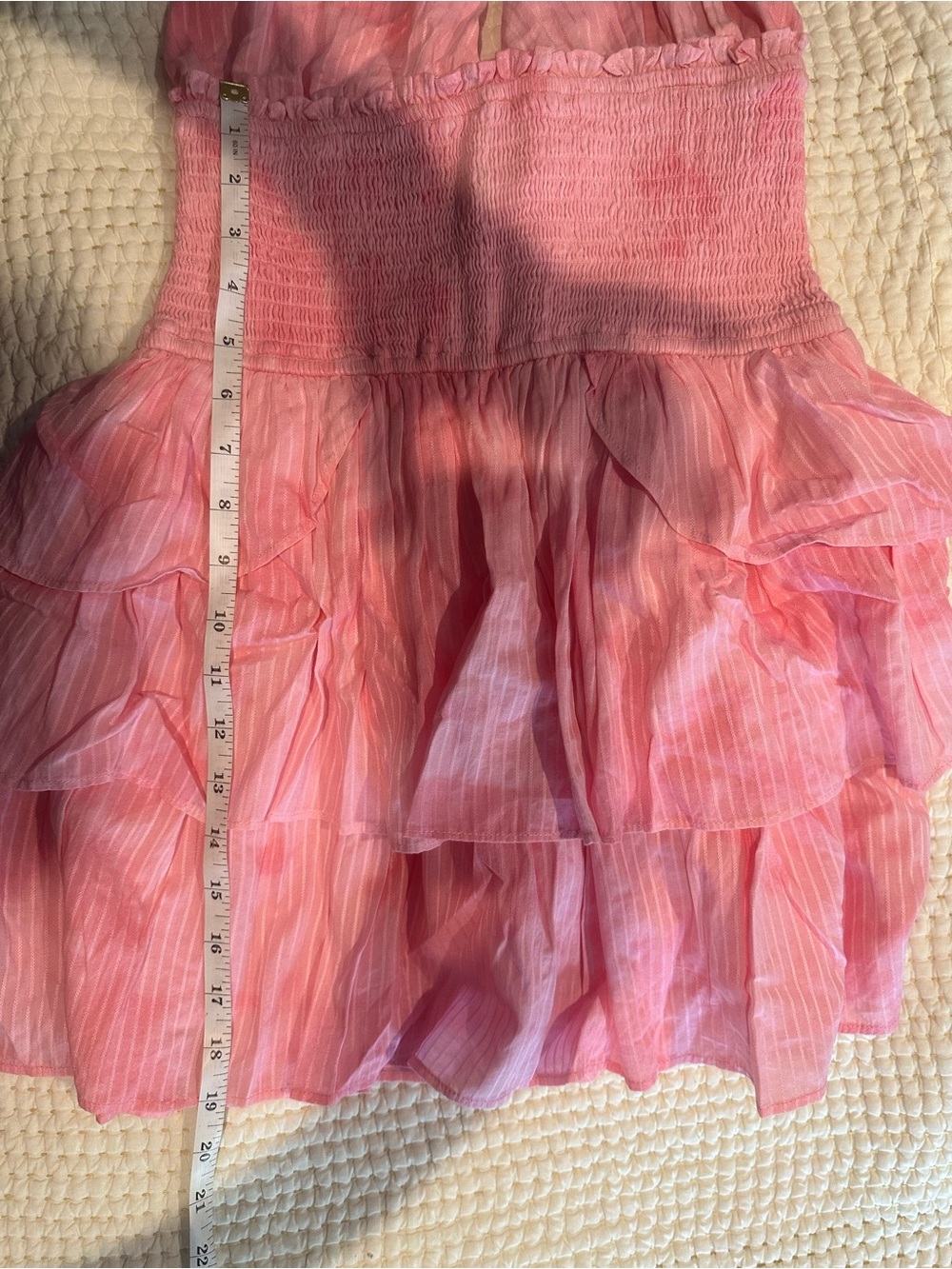 Loveshack fancy Deanna Cotton Pink han dye Striped Halter Dress - Picture 14 of 15